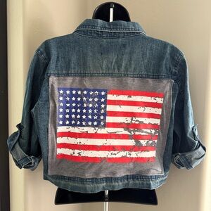 Denim Jacket with American Flag Design